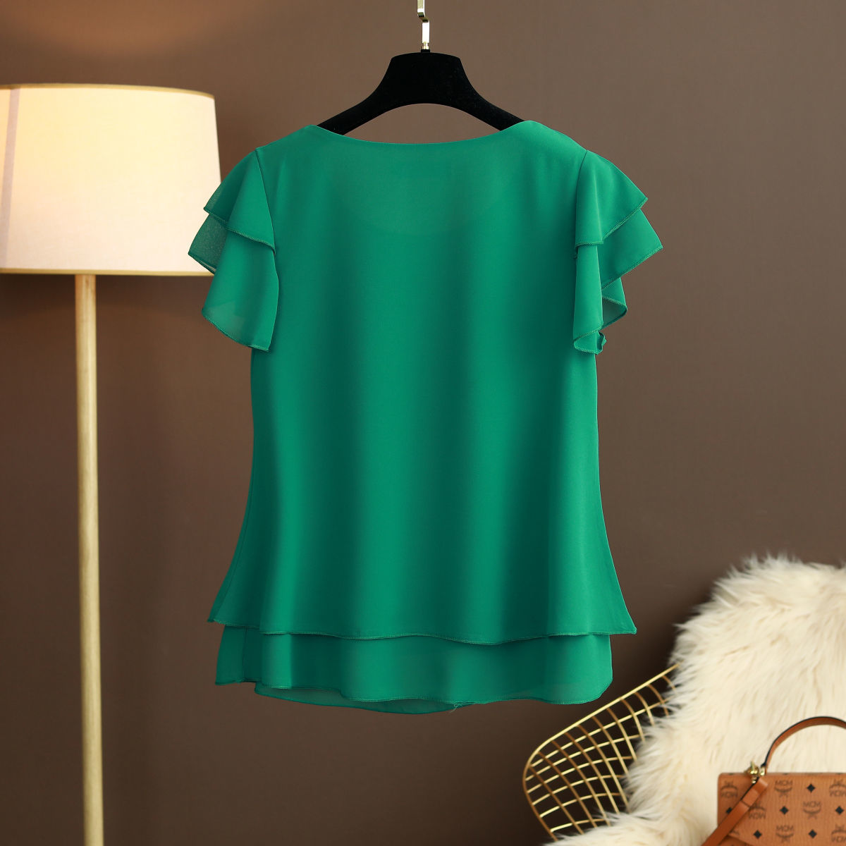 Ballifyex New Summer Women Blouse Loose O-Neck Chiffon Shirt Female Short Sleeve Blouse Oversized 6XL Shirts womens tops and blouses Top