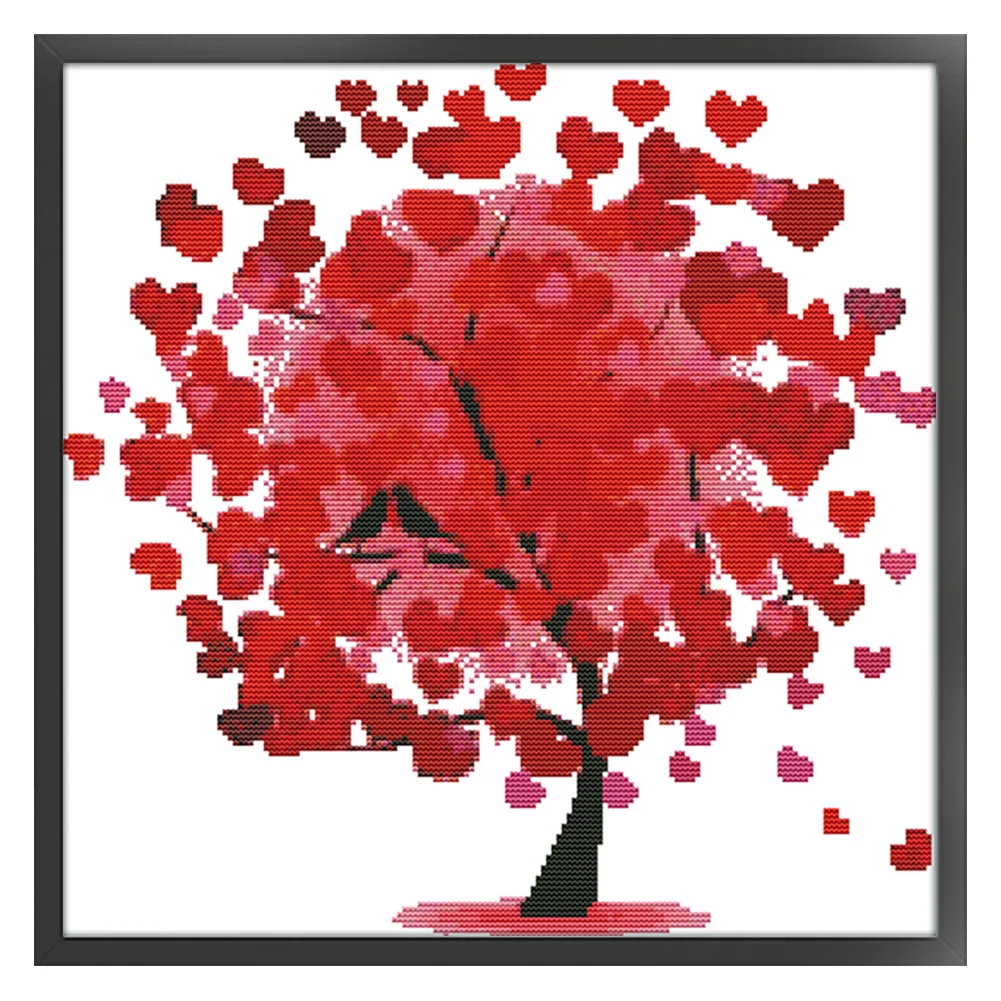 DIY Stamped Cross Stitch 14CT Partial Embroidery 38*38cm - Happy Tree