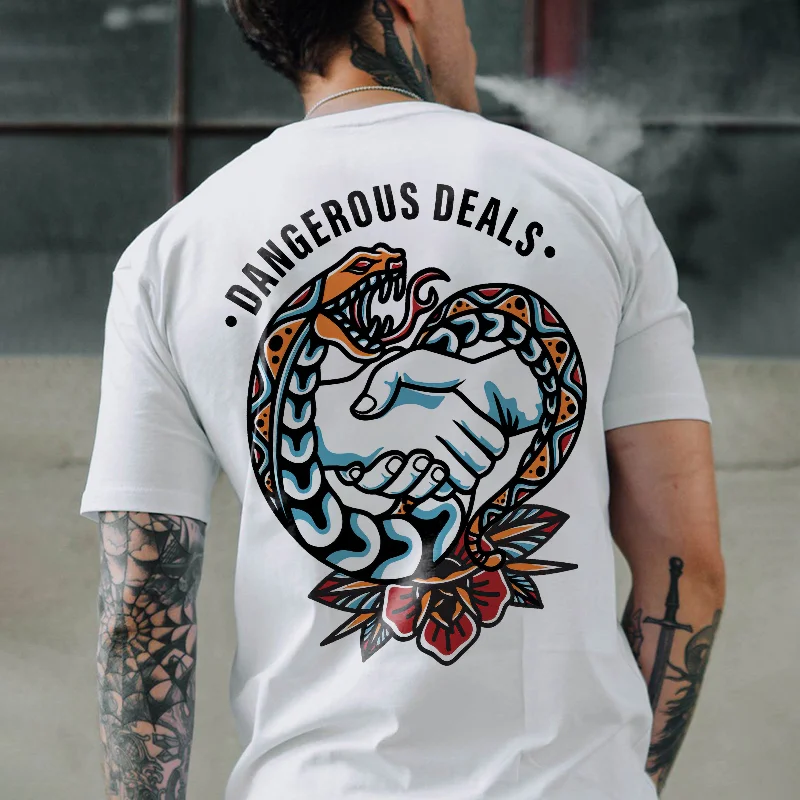 Dangerous Deals Vicious Serpent Print Regular-fit T-shirt - Krazyskull