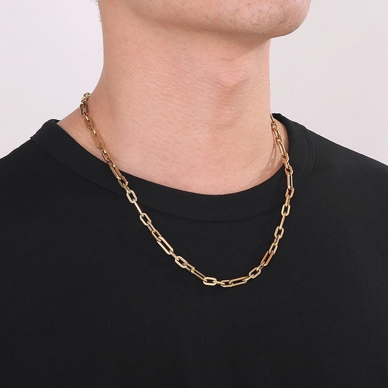 Titanium Steel 18K Gold Plated Hip-Hop Rock Patchwork Solid Color Necklace