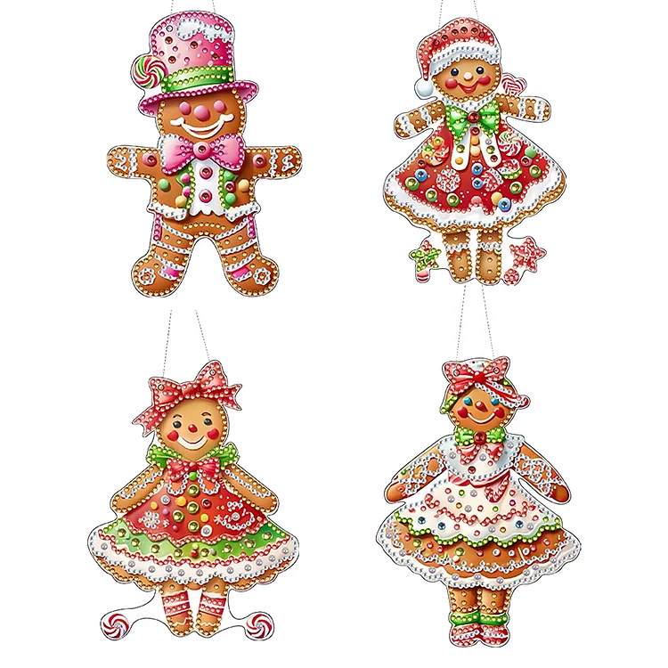 4pcs Christmas 2D Flat DIY Diamond Art Pendant Window Hanging Art for Home Decor gbfke