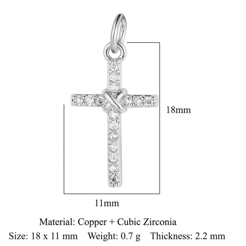 3 Pieces Copper Zircon 18K Gold Plated Cross Moon Eye