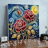 DIY Pearl Painting Red Roses for Home Decor with Frame(25x25cm)