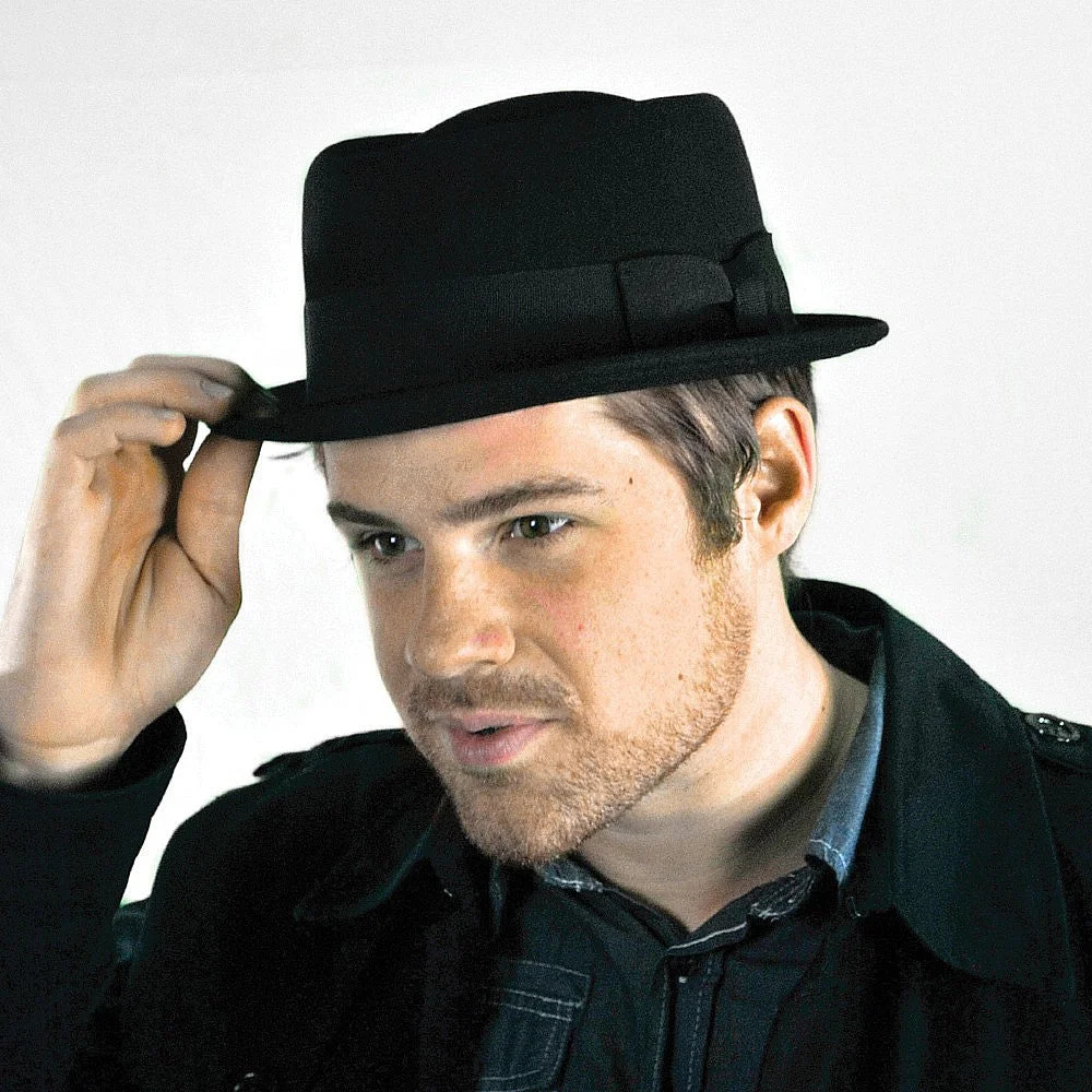 Jaxon & James Crushable Wool Pork Pie Hat - Black