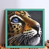 (US Only)Full Embroidery Beads Printed 9CT Leopard Head Cross Stitch Kit Decor 42x42cm