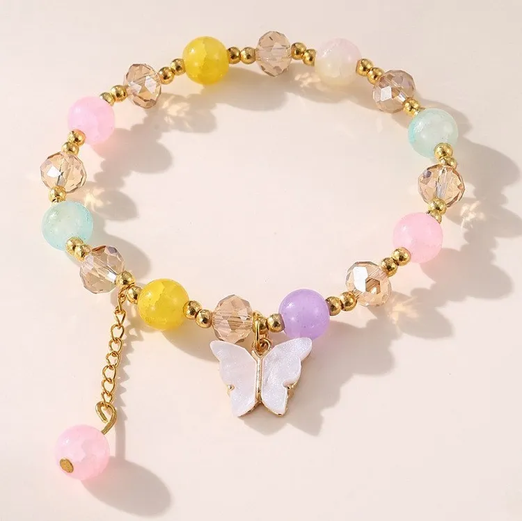 Butterfly Pendant Beaded Bracelet for Women Bohemian Charm