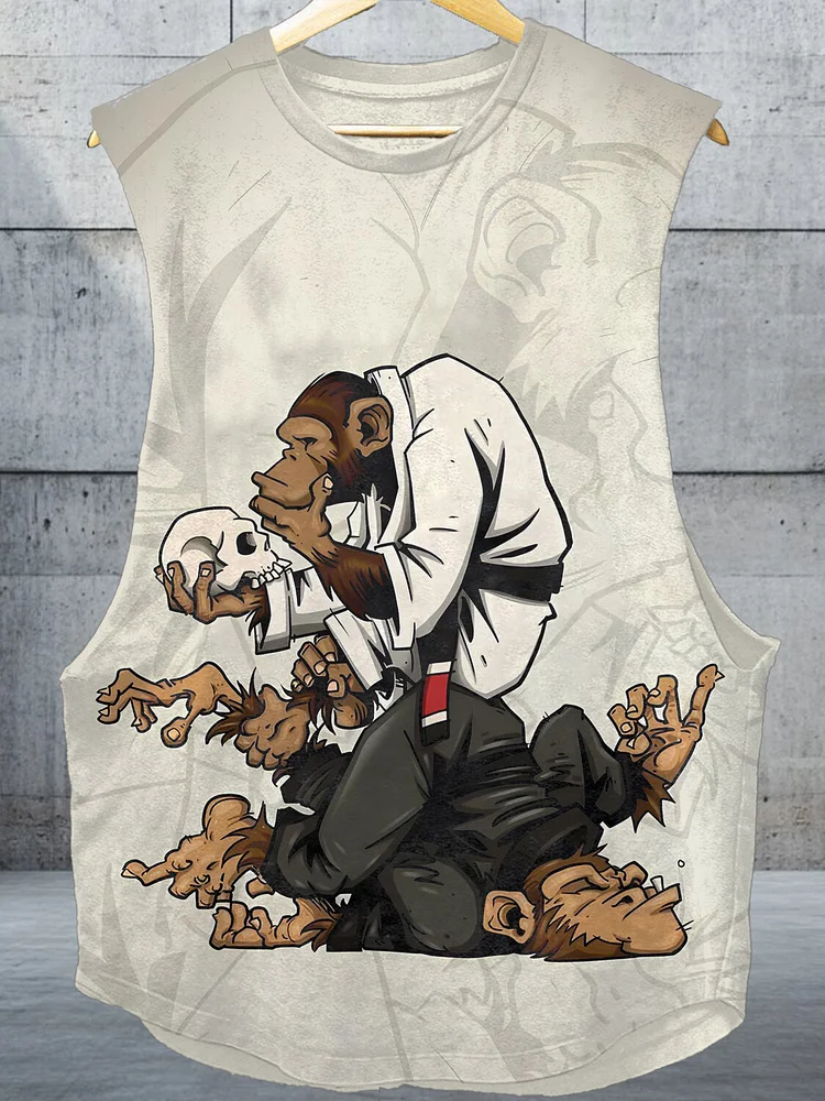 Men's Gorilla Thinker Fun Jujutsu Art Print Tank Top