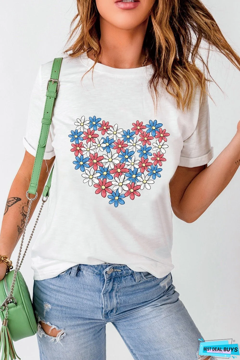 Flower Graphic Round Neck Short Sleeve T-Shirt