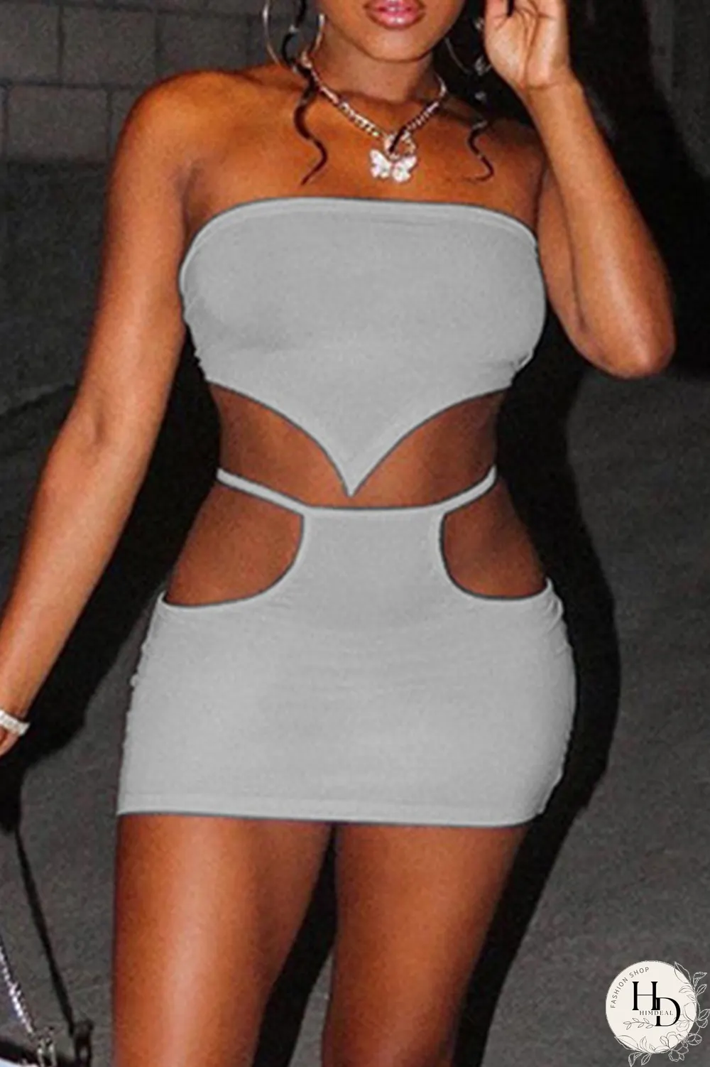 Black Sexy Solid Split Joint Off the Shoulder Sleeveless Two Pieces