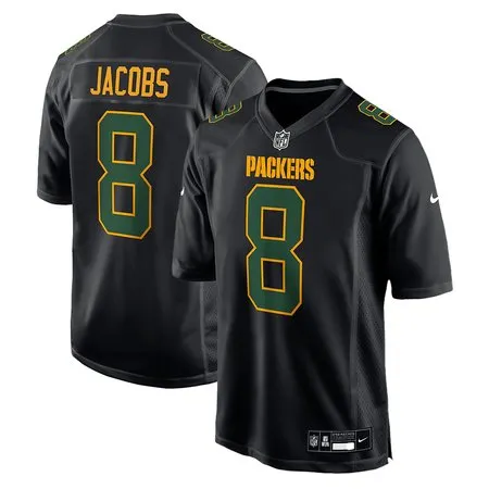 Youth Green Bay Packers #8 Josh Jacobs  Carbon Black Fashion Game Jersey