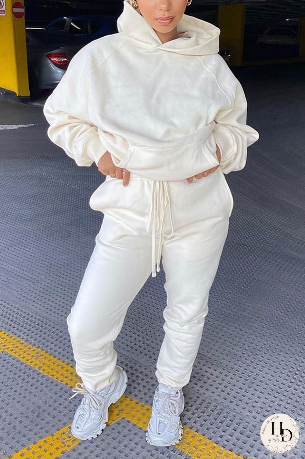 Blue Sportswear Nylon Solid Pocket Hooded Collar Long Sleeve Regular Sleeve Two Pieces