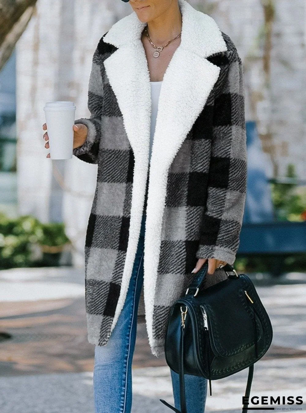 Fashion Casual Color Block Buffalo Plaid Coat Women | EGEMISS