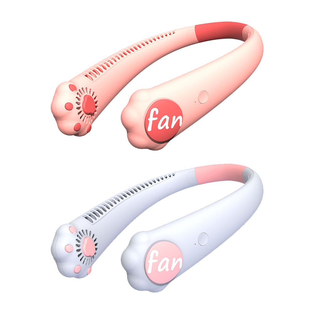 

Mini Portable Bladeless Cute Cat Paw Neck Fan USB Rechargeable Cooling Fans, Pink, 501 Original