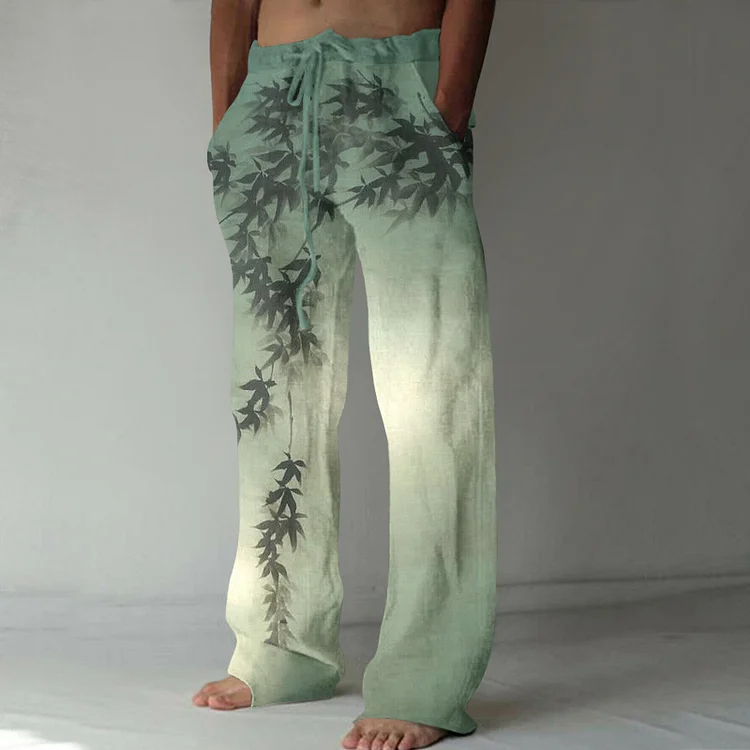 Japanese Vintage Bamboo Art Linen Blend Casual Pants