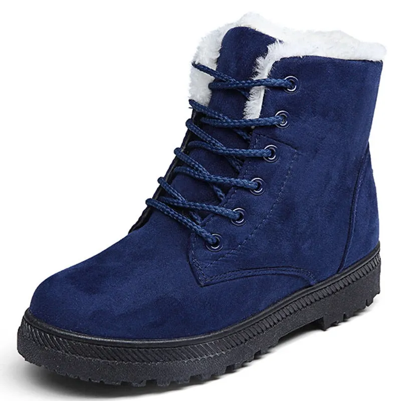 Women Shoes Retro Style Boots Female Women Shoes For Women Winter Boots 2020 Warm Fur Suede Lace-Up Botines Mujer Plus Size