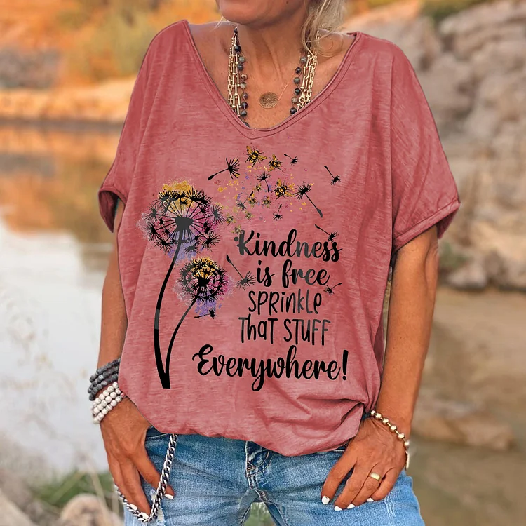 Kindness Is Free Printed Hippie T-shirt socialshop