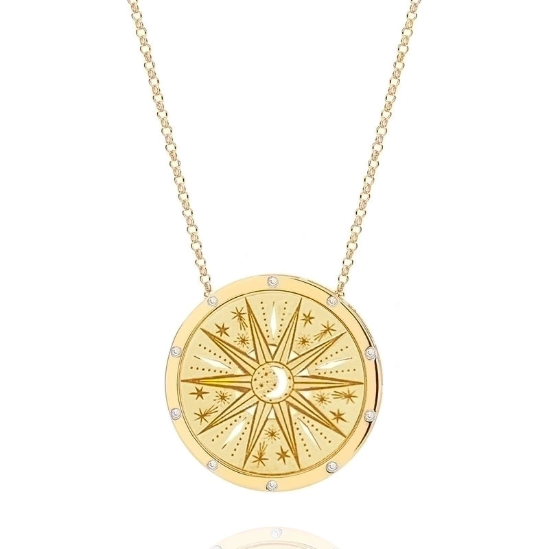 201 Stainless Steel 304 Stainless Steel Gold Plated Retro Minimalist Plating Hollow Out Sun Moon Pendant Necklace