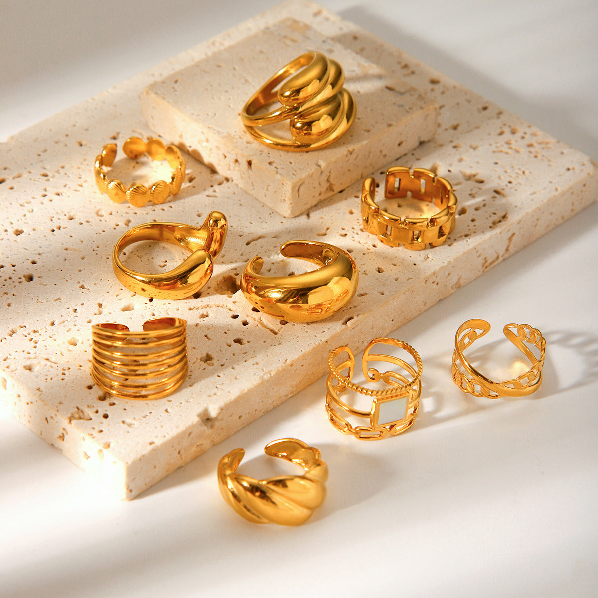 Processing Custom Hand Jewelry Geometric Stainless Steel Open Ring Female Titanium Steel Ring