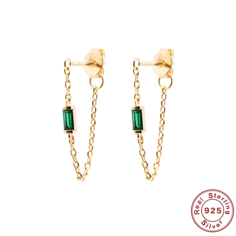 1 Pair 925 Sterling Silver Zircon Square Heart Shape Drop Earrings