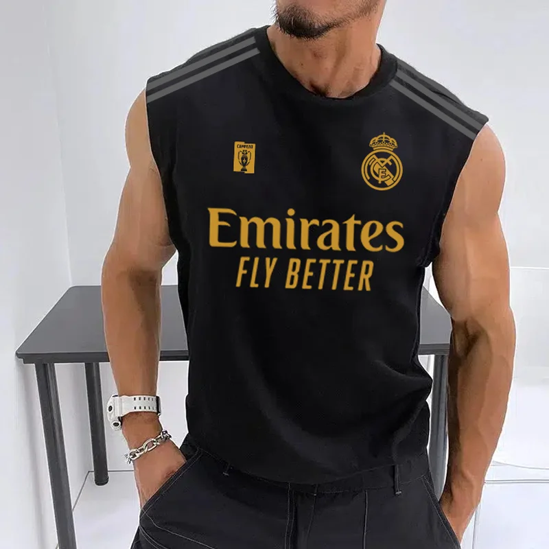 Men's Football Team Logo Print Jersey Casual Fitness Sleeveless Vest