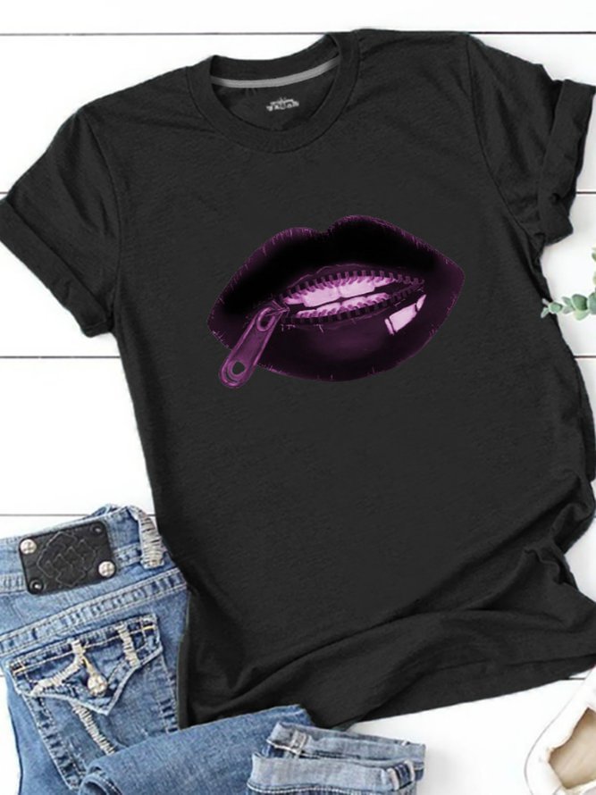 Printed Crew Neck Casual Shirts & Tops