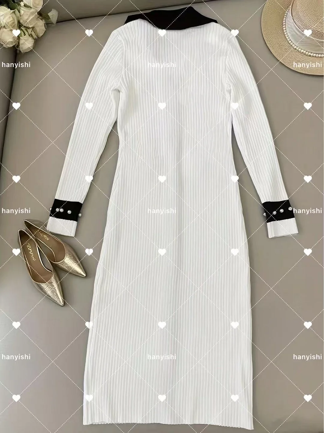 Nigikala Nigikala And Winter High-End Fashion Single-Dcupuncture Knitted Dress Long Bumpy Dress