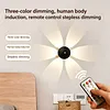 Petal Shape Motion Sensor Wall Light Rechargeable Cordless Wall Sconce 3 Colors Dimmable with Remote for Hallway Living Room Stair Bedroom