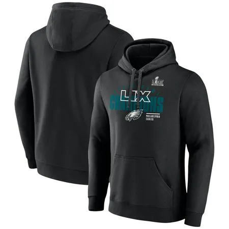 Men's Philadelphia Eagles  Black Super Bowl LIX Champions Iconic Victory Fleece Pullover Hoodie