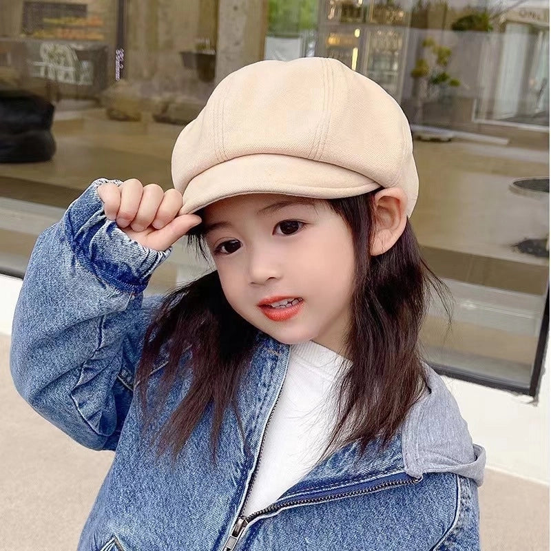 Korean-style Children’s Hat Spring And Autumn Girls’ Beret Octagonal Cap Female Baby Belle Cap Summer Fashion Painting