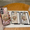 For Samsung Galaxy Z Fold Shiny Diamond Cute Flower Stand Magnetic Phone Case with Holder
