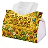 (24cm)Diamond Art Tissue Box DIY PU Napkin Cover for Home(Sunflowers and mom)