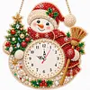 Acrylic Special Shape Xmas Snowman Diamond Pearl Painting Clock Handicraft Hanging Kit