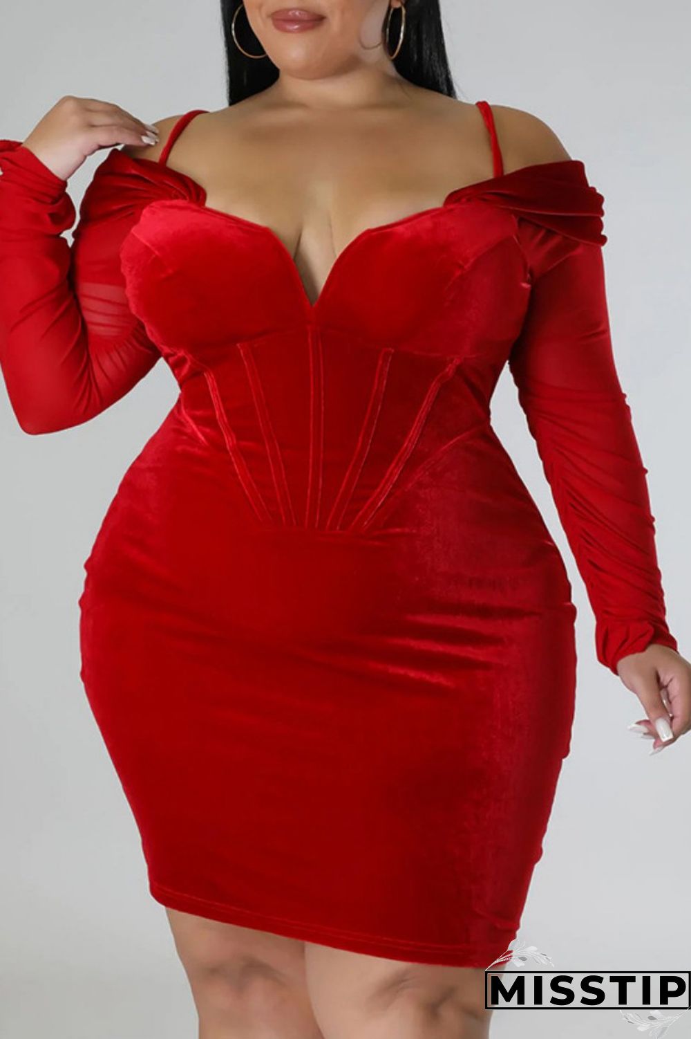 Green Sexy Casual Solid Patchwork Off the Shoulder Long Sleeve Plus Size Dresses