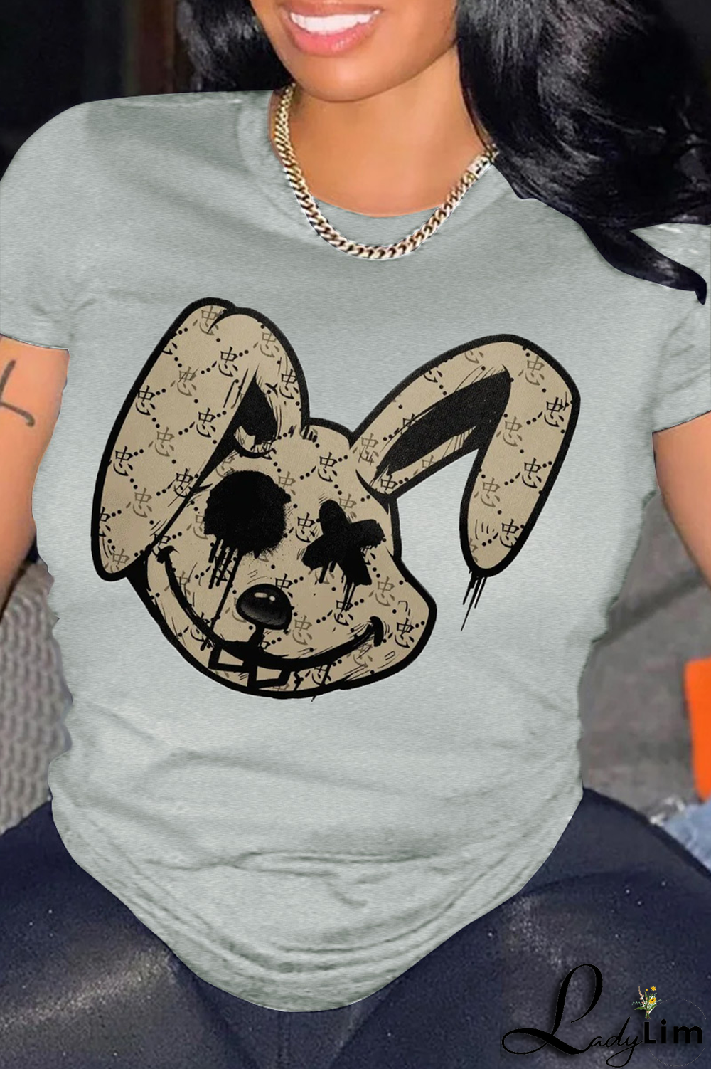 Black Casual Street Print Patchwork O Neck T-Shirts