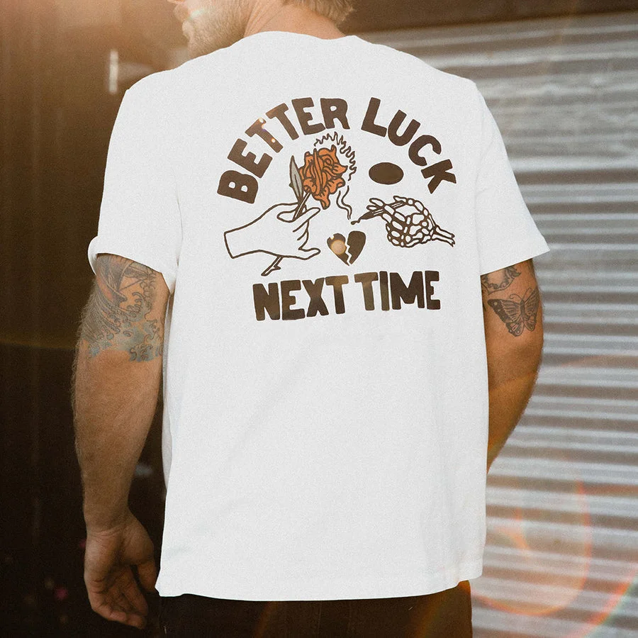 Better Luck Next Time Printed Rose Casual Men's T-shirt -  