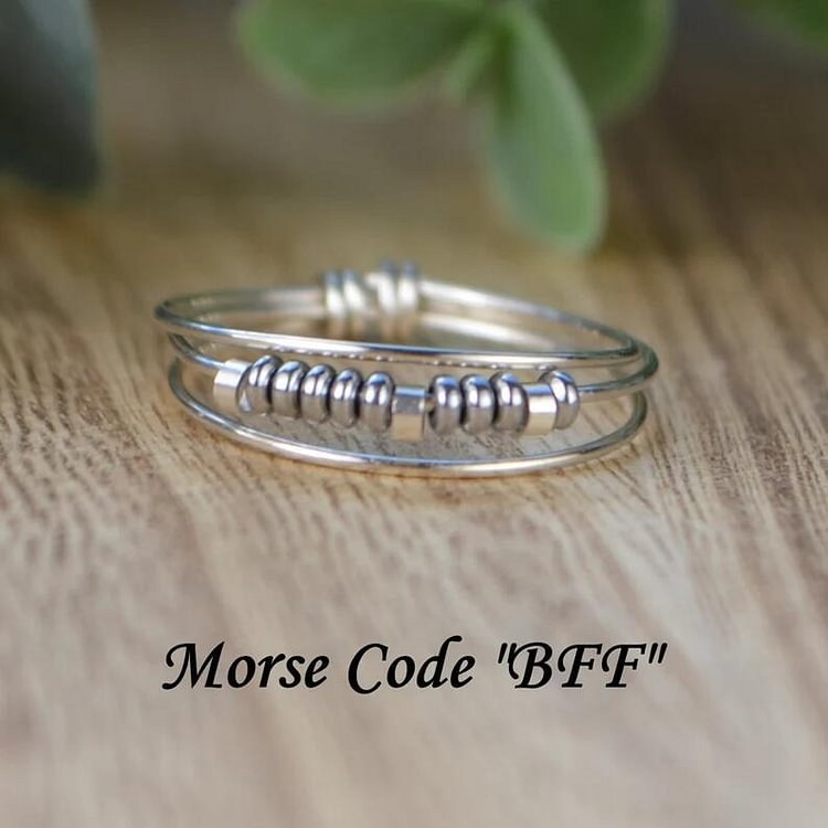 Handmade Morse Code Micro Bead Spinning Ring