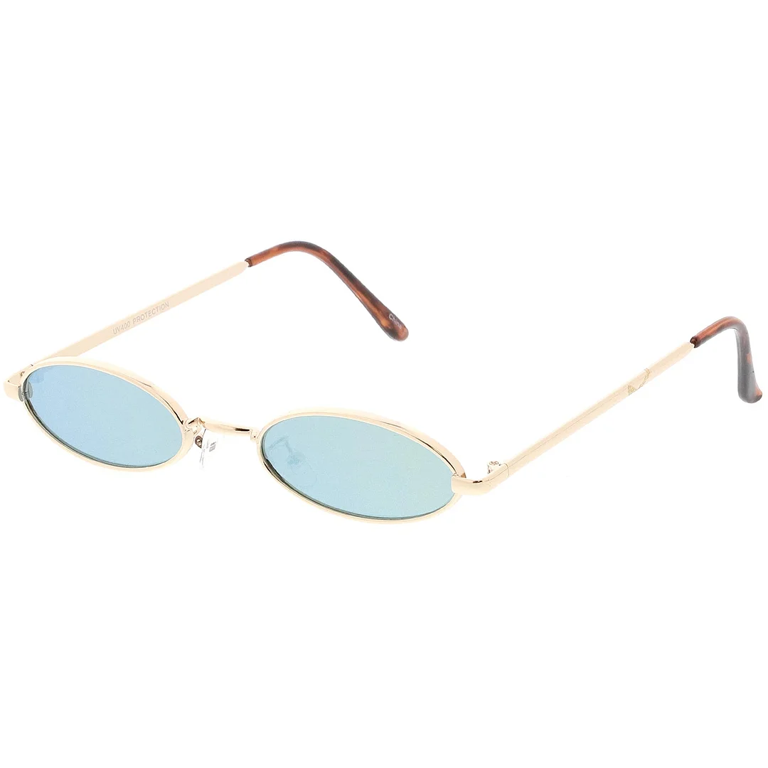 Extreme Small Oval glasses Color Mirrored Flat Lens 51mm