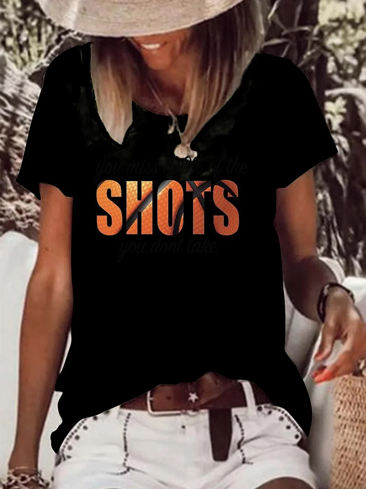 You Miss 100% Of The Shots Raw Hem Tee-Annaletters