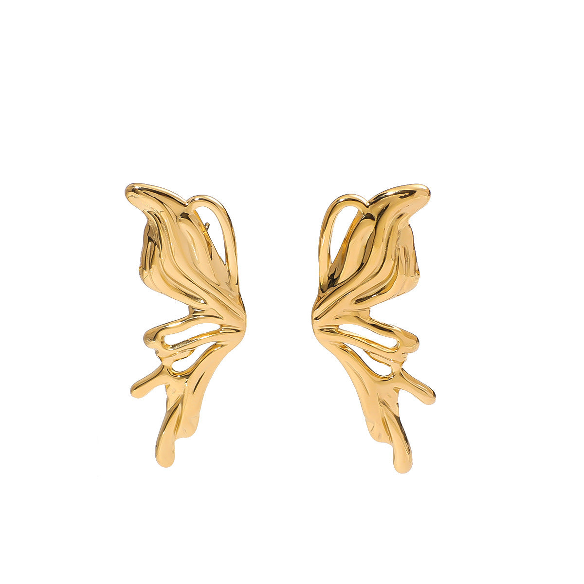 Ins Style Niche Design Butterfly Titanium Steel Earrings Female 18K Gold Plated Stainless Steel Earrings