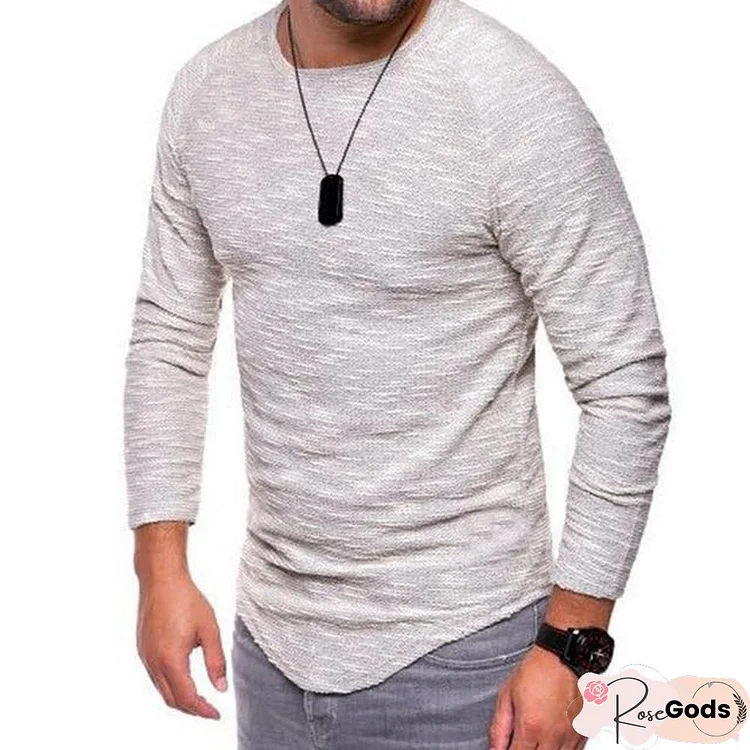 Fashion Slim Casual Long Sleeve T Shirt Men's Autumn Fit Elastic Striped O-Neck Pullover Sexy T-shirt