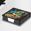 5D DIY PU Diamond Art Note Box with 160 Sheets Paper Memo Pad Holder (Peacock)