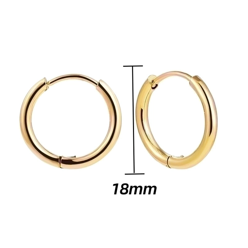 1 Pair Minimalist Solid Color Plating Stainless Steel Hoop Earrings