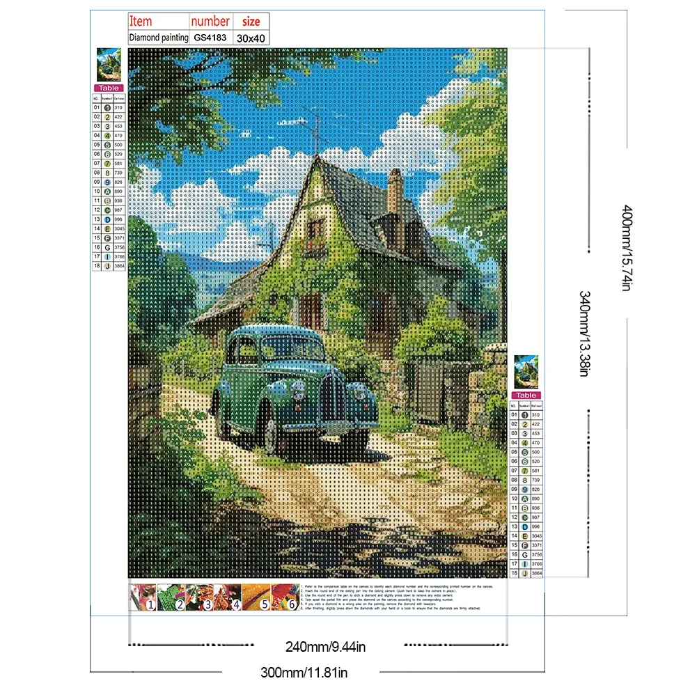 Full Round Diamond Painting 30*40cm - Woods Classic Car