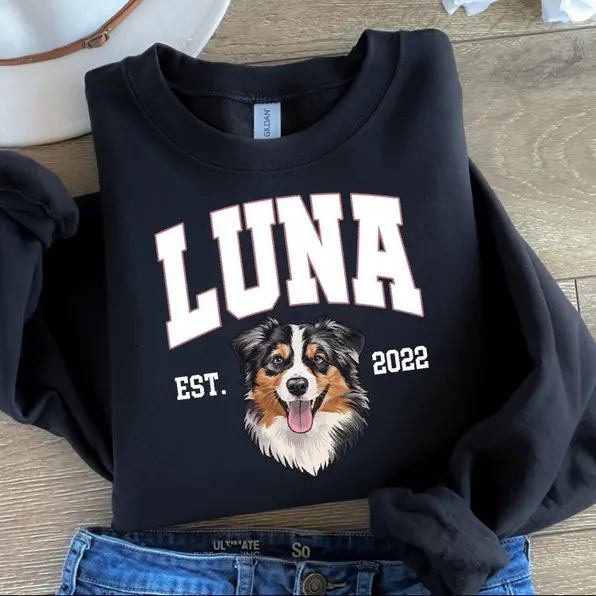 Custom Embroidered Pet Unisex Sweater From Pet&lsquo;s Photo and Name