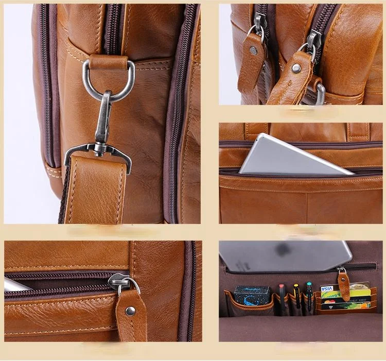 Retro Handmade Genuine Leather Men's Business Laptop Bag