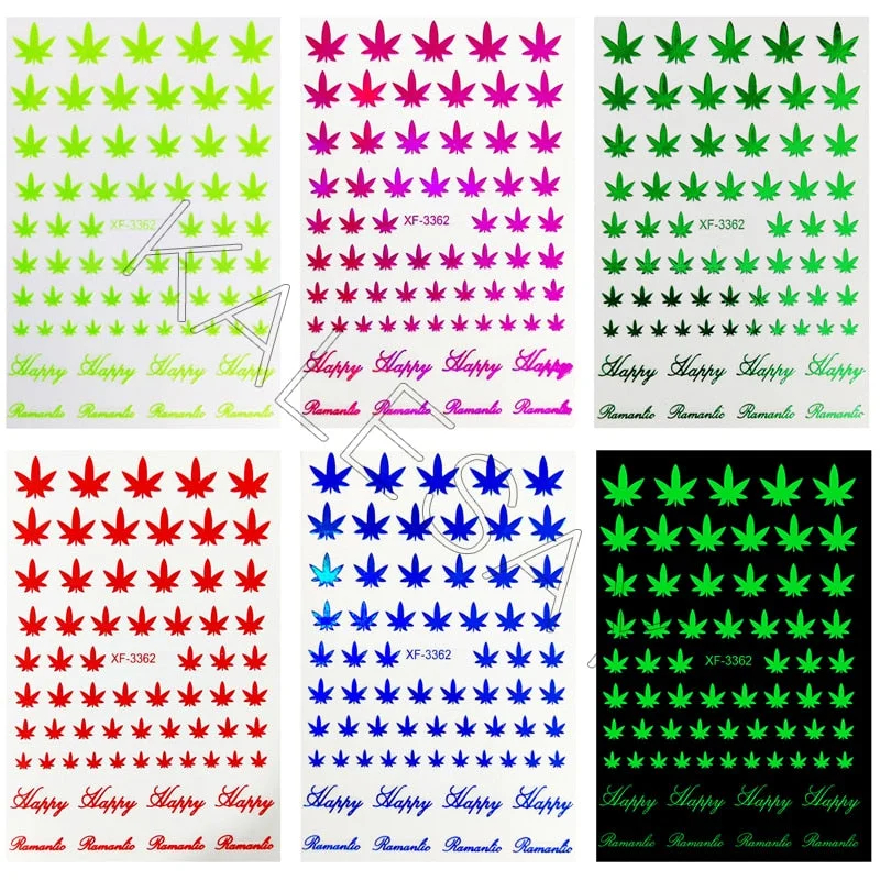 Canada DIY Nail Art Manicure 3D Self Adhesive Nail Stickers Pot Weed Leaf Nails Decal on Nails Salon Decoration Acrylic Designs
