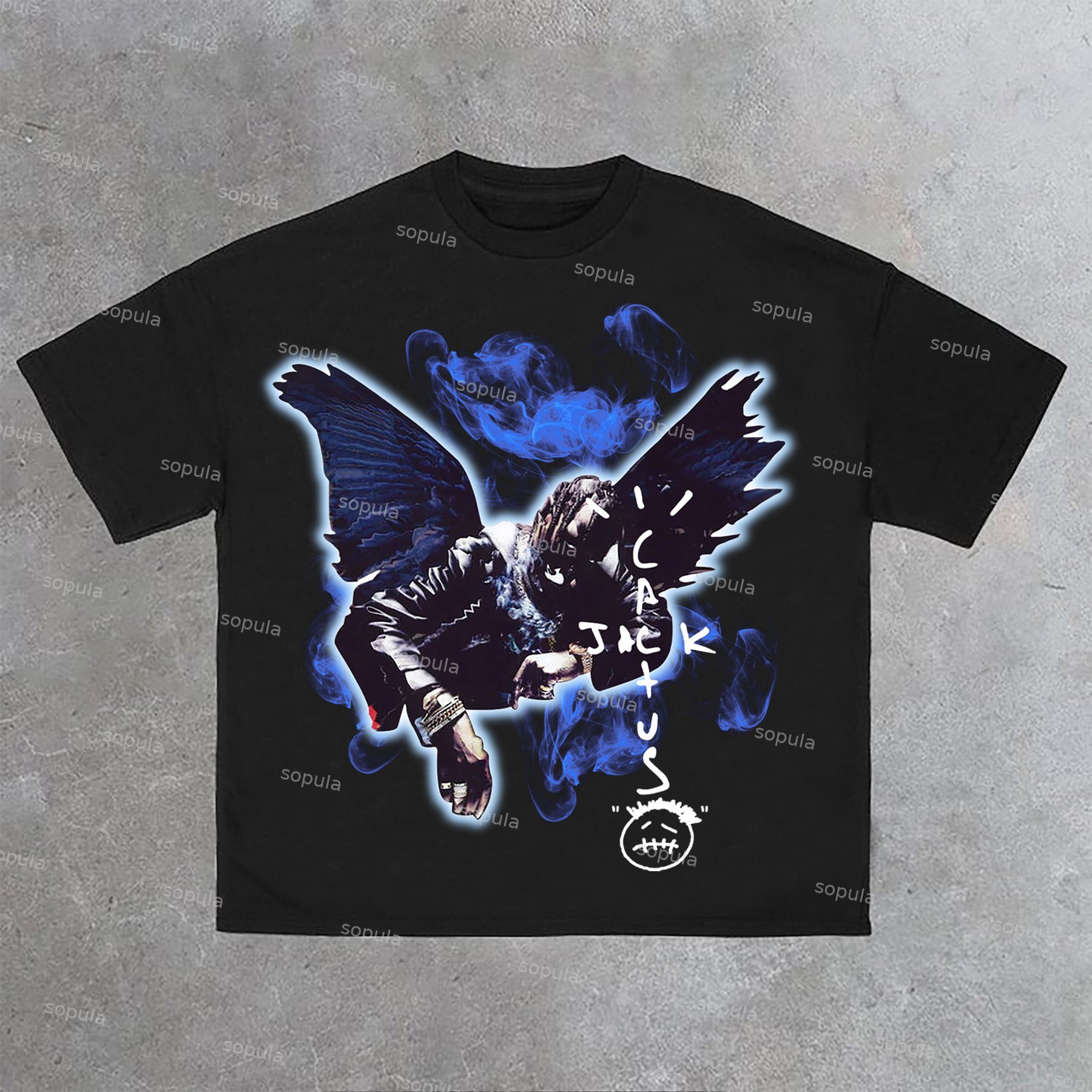 Sopula Fashion Casual Travis Scott Portrait Graphic Print Cotton Street T-Shirt - SOPULA