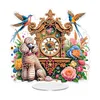 (US Only)Acrylic Special Shape Flower Bird Diamond Painting Clock Ornaments Kit