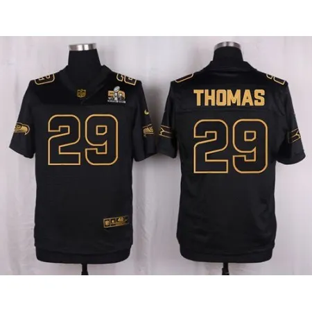 Seahawks #29 Earl Thomas III Black Men's Stitched NFL Elite Pro Line Gold Collection Jersey
