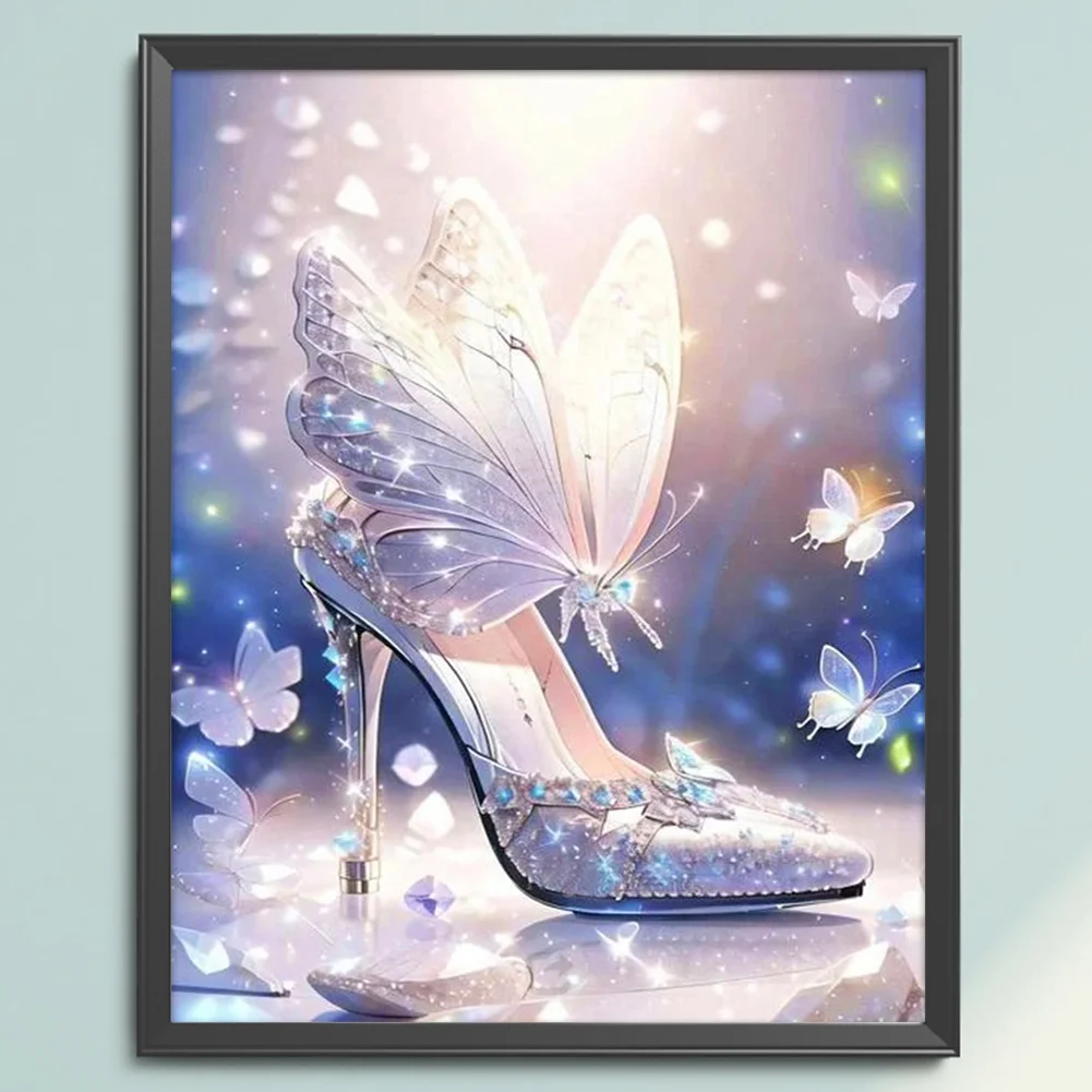 11CT Full Stamped Cross Stitch - Butterfly High Heels(Canvas|40*50CM)